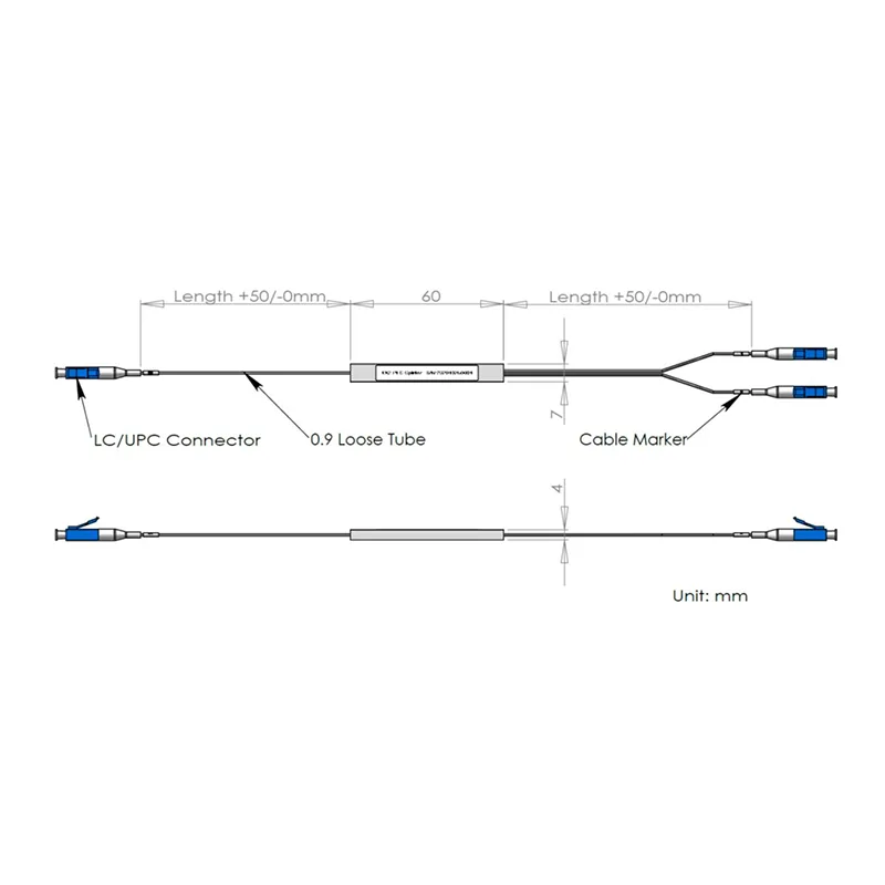 1*2 PLC Splitter med LC/UPC -kontakt